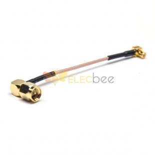 90 Degree Coaxial Cable Connector SMA Angled Male to MCX Male 90 Degree for RG178 Cable 10cm