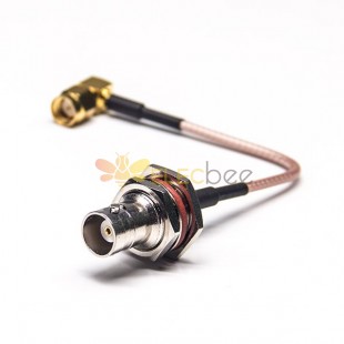 BNC Cables Waterproof Female Straight 50Ohm to RP Male Angle with RG316 10cm