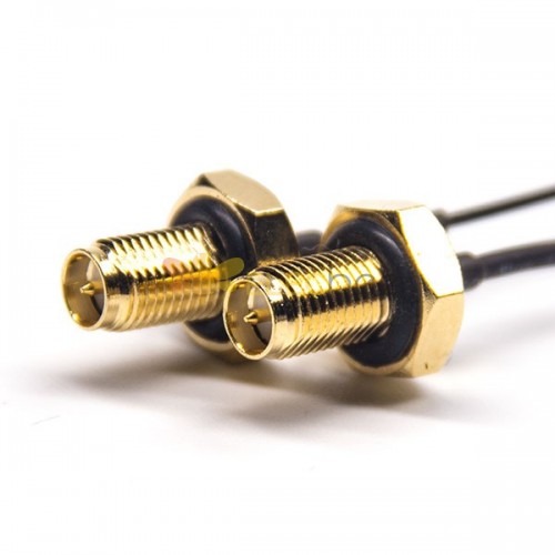 20 peças conector de cabo coaxial fêmea RP SMA reto à prova d\\\'água para 1,37 cabo preto 10cm