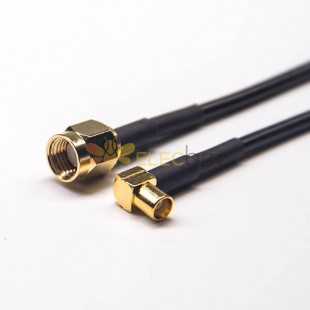 MCX Female Connector Right Angle Assembly to SMA Straight Male