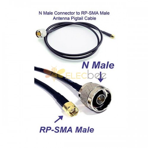 20 Stück RP SMA-Verlängerungskabel 1 m auf N-Stecker, Antennenzopf,  Koaxialkabel, LMR200-Kabel, 1 m
