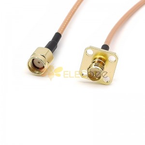 SMA Connector Extension Cable with RP SMA Male Plug to RP SMA female 4 Hole Panel Mount RG316 pigtail cable 15cm