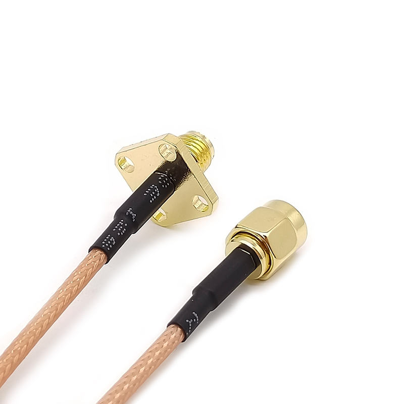 SMA Connector Extension Cable with RP SMA Male Plug to RP SMA female 4 Hole Panel Mount RG316 pigtail cable 15cm