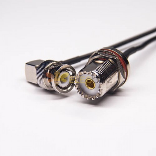 20 piezas UHF hembra a BNC cable coaxial macho en ángulo recto RG174 10cm