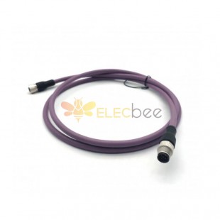 M12 Male to M12 Female Industrial DeviceNet Bus Cable 3m