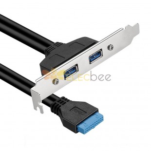 2 puertos USB 3,0 A placa de ranura hembra A placa base conector de cabezal de 20 pines adaptador Cable de expansión 50CM