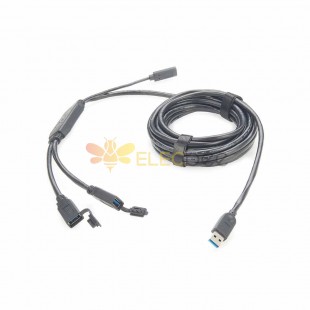 Cable repetidor activo USB de 2 puertos con adaptador de corriente