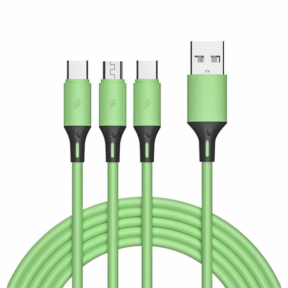 3A Liquid Silicone 3-in-1 Type-C Phone Charging Data Cable