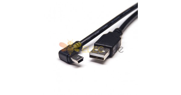 9.8 in Mini Cable USB Tipo A Macho a Mini B Cable Cargador USB, Doble 90  Grados en Ángulo Recto 5 Pin Chapado En Oro Para Teléfono Celular Android