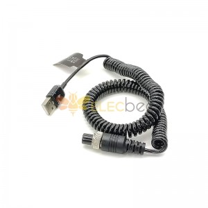 Conector de aviación GX12 Hembra de 4 pines a USB2.0 Tipo-A Cable macho