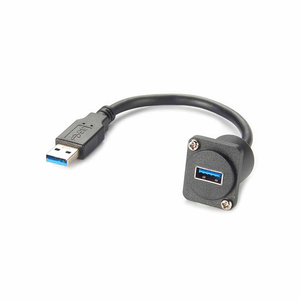 D型面板安裝USB3.0 A公轉A母轉接頭USB Type-A直通面板安裝連接器