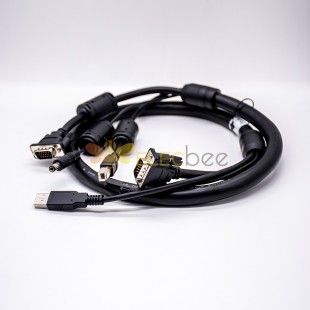 DB Conectores macho de 15 pines a cable USB Arnés de transferencia múltiple recto 0.8m