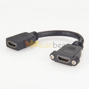 HDMI hembra a HDMI hembra Montaje en panel Adaptador Ethernet Cable de extensión de alta velocidad 0,3 metros 28AWG con tornillos