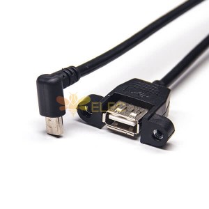 Mini USB Kablosu 1M Uzun Aşağı Açılı Erkek Tip A Kadın Düz Vida Delikleri ile