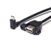 20 Stück gerader Mini-USB-Stecker auf gerade USB-Typ-A-Buchse mit Schraubenlöchern, OTG-Kabel, 1 m