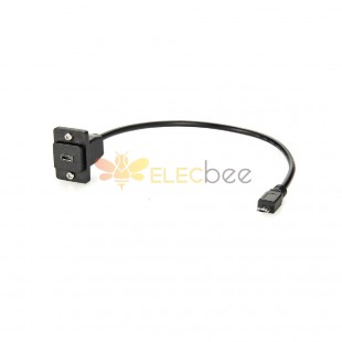 Montaje en panel Micro B macho a Micro B hembra para cable USB de extensión USB 2.0 de alta velocidad con tornillos de 30 cm