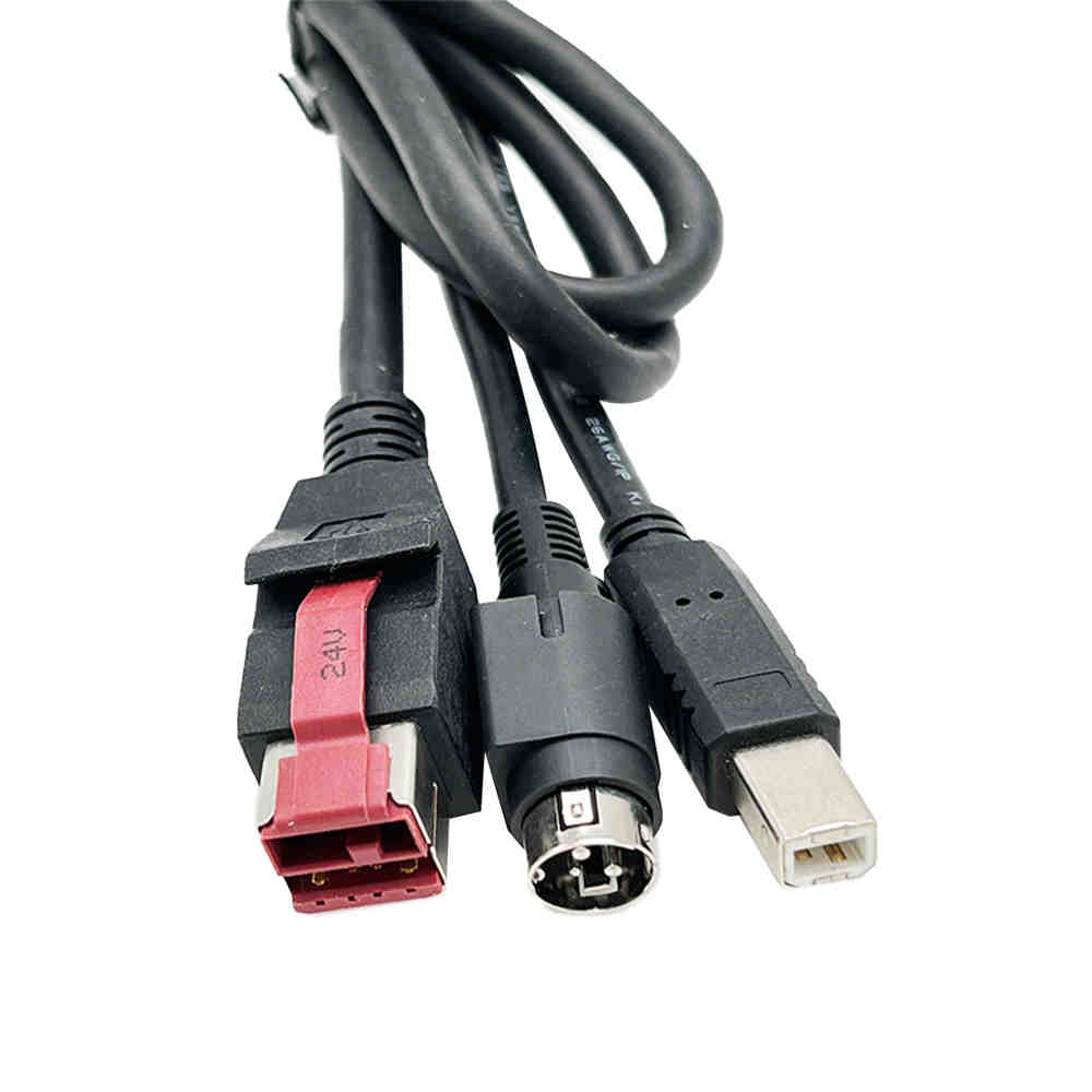 POS-Terminal-Verbindungskabel POWERED USB 24V auf USB B+DIN3 für Drucker