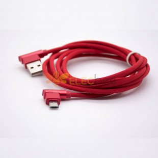 USB 남성 빨간색 충전 케이블에 직각 마이크로 USB 플러그