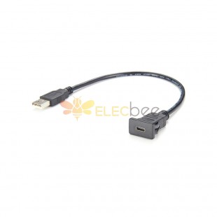 Cable de montaje en panel a presión USB C hembra a USB A macho 30 cm