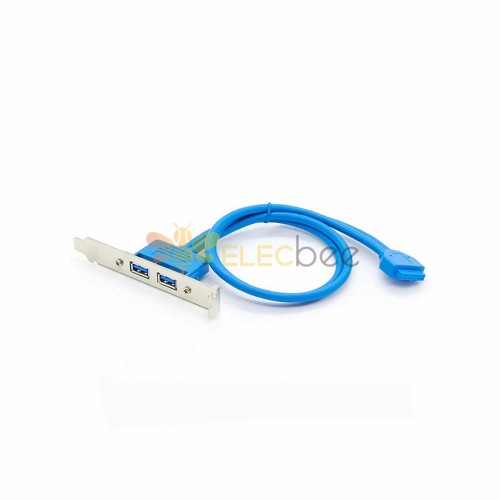 Type A USB 3.0雙端口母頭帶擋板轉20P母接頭 USB 適配器分線器轉接線 5Gpbs 0.5米