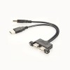 タイプ A デュアル USB 2.0 オス - メス延長ケーブル 30cm、ネジパネル取り付け穴付き
