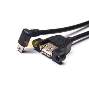 Tip A USB 2.0 Kablo Kadın Düz Mini USB Aşağı Açı Erkek