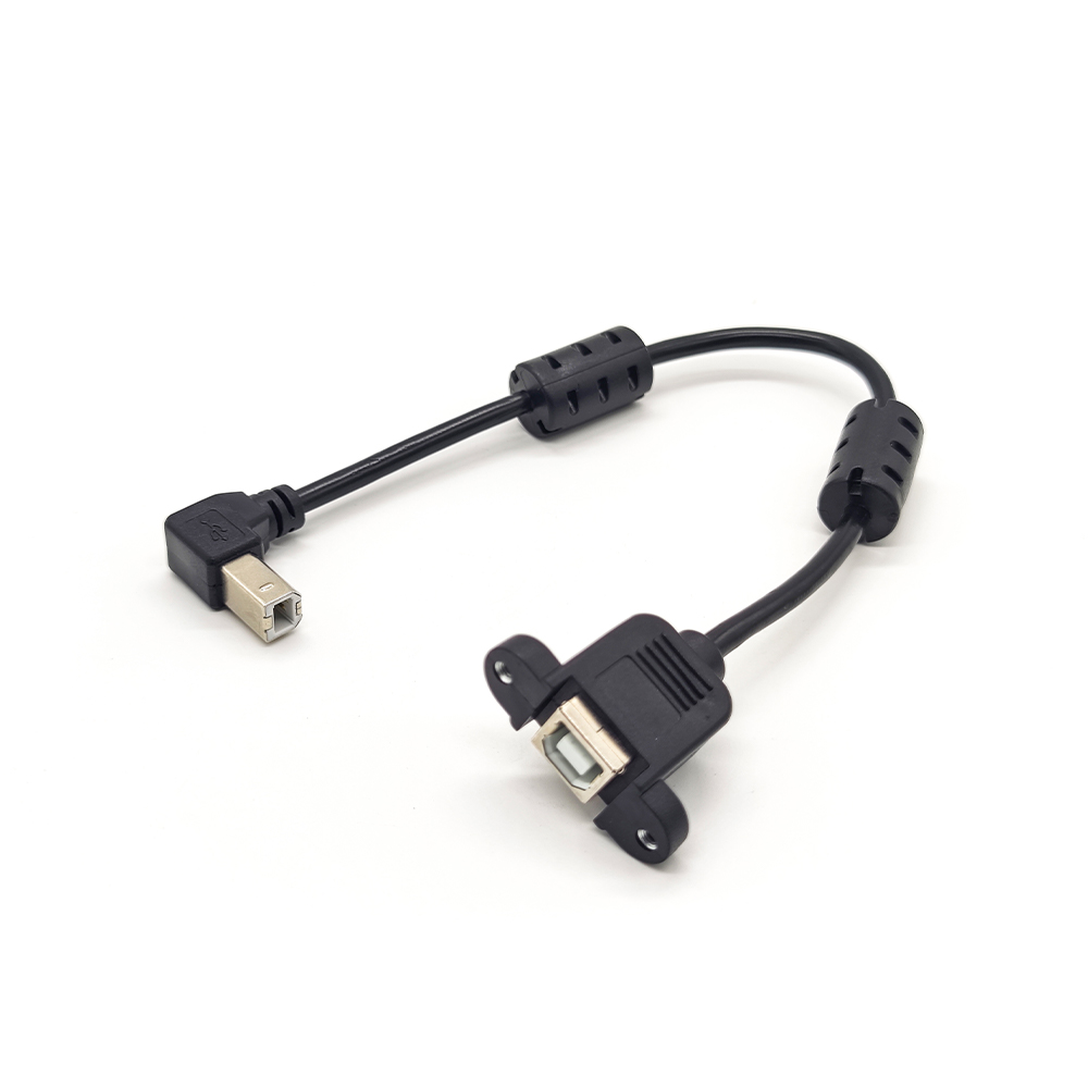 20pcs Type B USB Cable Right Angle Male to Female with Screw Hole OTG Cable