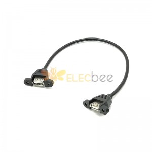 USB 2.0 Panel Mount USB Type A Female to A Female Socket Molded Cable Extension Adapter 30CM