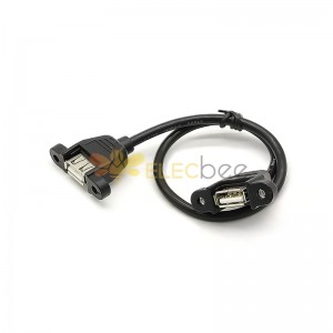 USB 2.0 Panel Mount USB Type A Female to A Female Socket Molded Cable Extension Adapter 30CM