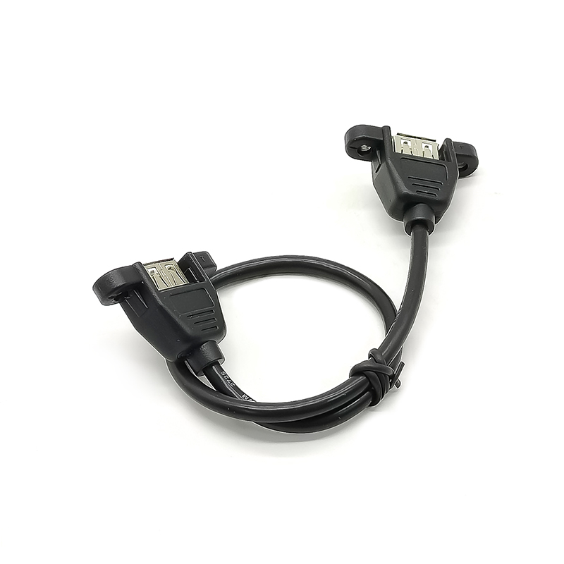 USB 2.0 Panel Mount USB Type A Female to A Female Socket Molded Cable Extension Adapter 30CM