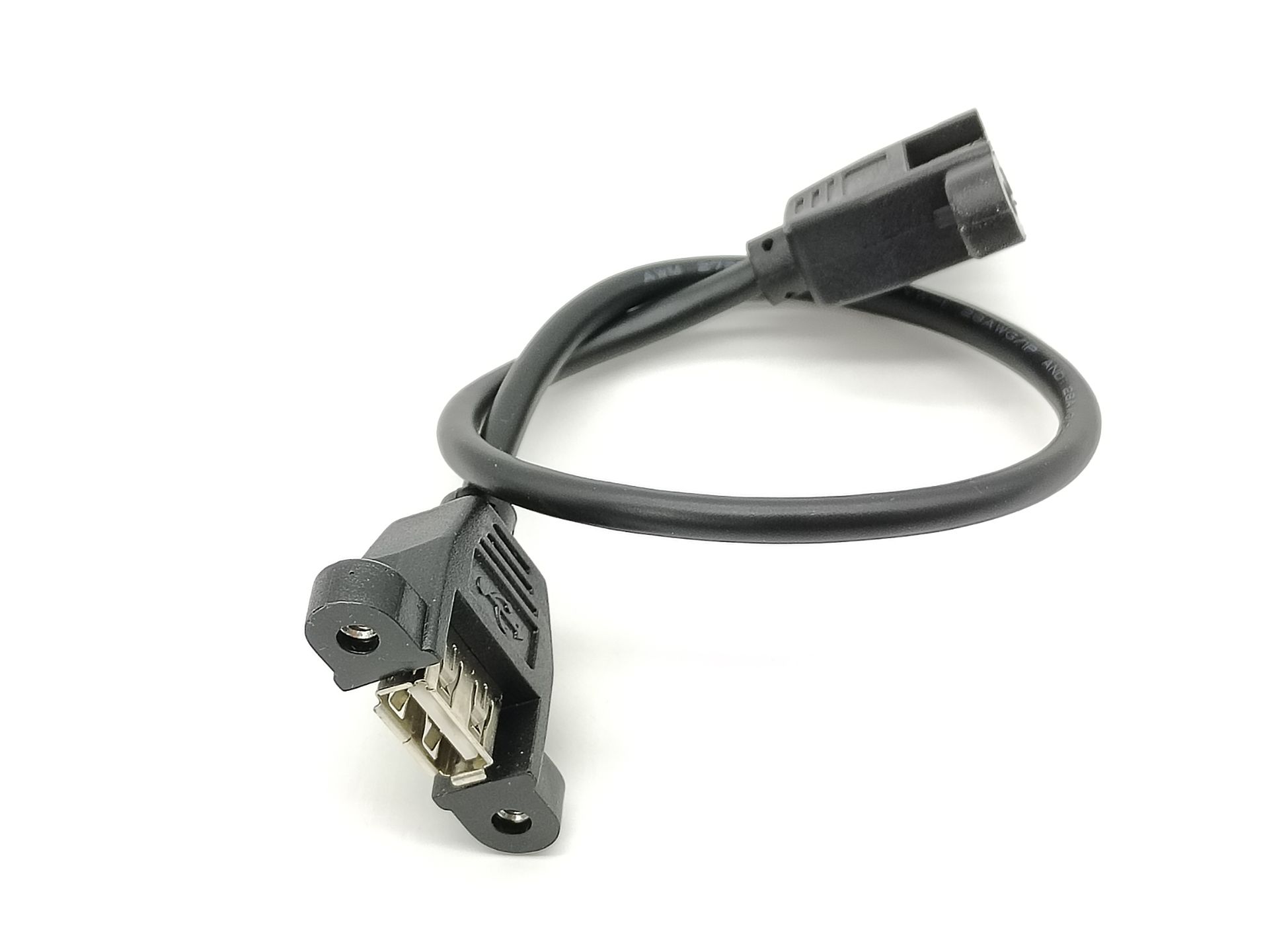 USB 2.0 Panel Montajlı USB Tip A Dişi - Dişi Soket Kalıplı Kablo Uzatma Adaptörü 30CM