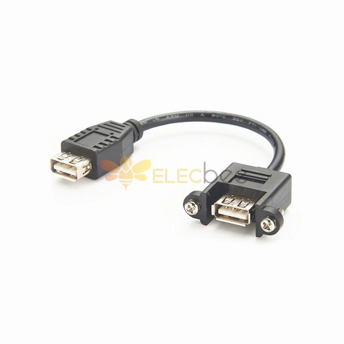 USB 2.0 面板安裝 USB A型母頭轉母頭插座模製線延長適配器 30厘米
