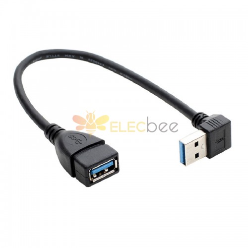 UCEC Cable de extensión USB 3.0, extensor de cable USB SuperSpeed corto USB  de 90 grados, macho a hembra, A ángulo izquierdo y recto para cámara web