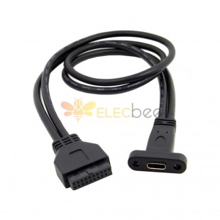 USB 3.1 Tipo C USB-C Montaje en panel hembra a USB 3.0 Placa base 19 pines 20 pines Cable de extensión de encabezado 30 CM