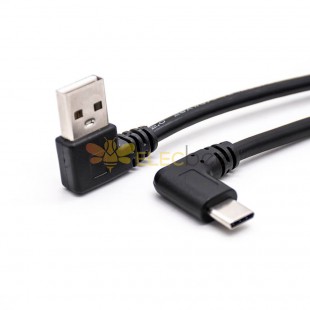 Cable adaptador USB-a ángulo recto USB A 2.0 macho a tipo C macho negro cable USB