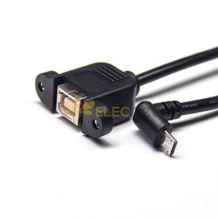20 шт. USB-кабель с резьбовым отверстием USB B, женский, прямой к микро-USB, угловой, мужской