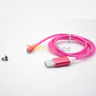 Зарядное устройство USB в кабеле Розово-красный прямой штекер к магнитной головке