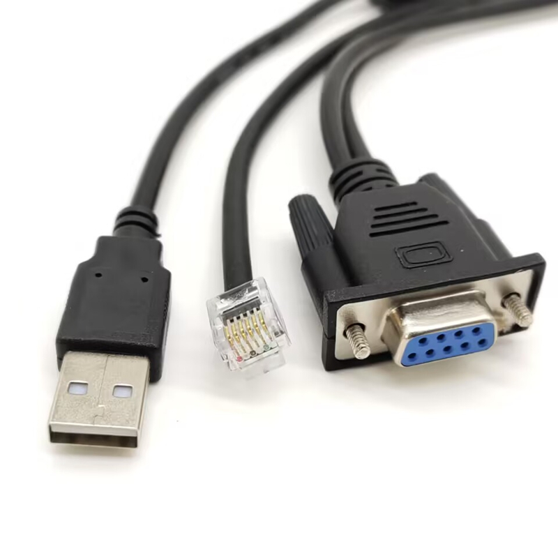 Cabo serial USB macho DB9 fêmea RS232 para RJ12 6P6C