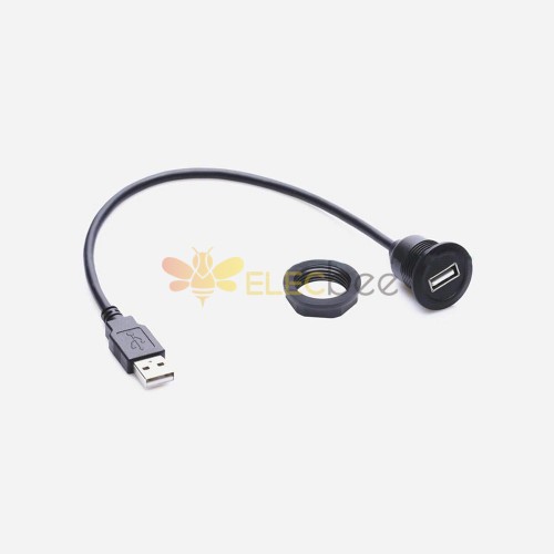 USB\'ye Monte Soket 2.0 Tip A Soket Jack - Erkek Tak Montaj 22.3mm Kablo Uzatma 30cm