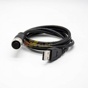 USBタイプAオスコネクタピン配列からM12メス17ピンAコーディングストレートケーブル100CM
