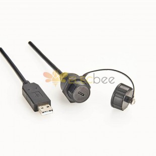 USB Type-C Dişi - USB A 3.0 Erkek Kablo 0,5M IP67