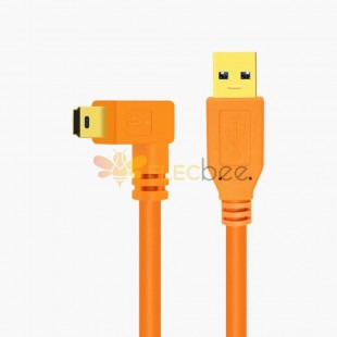 Câble de prise de vue en ligne USB2.0 à angle droit mini USB 1,5 m
