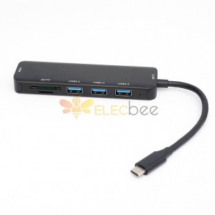 鋁製 6 合 1 高速 USB-C 6 端口 USB 集線器 PD 充電 USB 3.0 集線器適用於 matebook