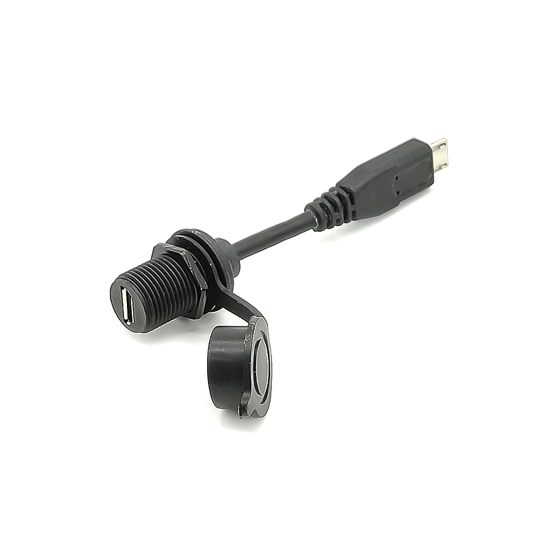 IP67 MicroUSB 5Pin Buchse M12 Schraubbuchse mit Kabel zum Stecker Wasserdichtes Micro-USB-Formkabel