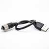 Waterproof Mini USB IP67 5pin Male M12-1.0 Panel Mount to USB Type A male cable 0.2meter