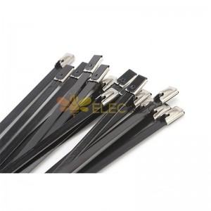 10mm plastic sprayed PVC stainless steel cable tie steel ball self-locking 304/316 metal cable tie bandage binding