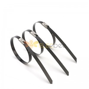 16mm plastic coated PVC stainless steel cable tie steel ball self-locking 304/316 metal wire harness ultra-wide cable tie binding