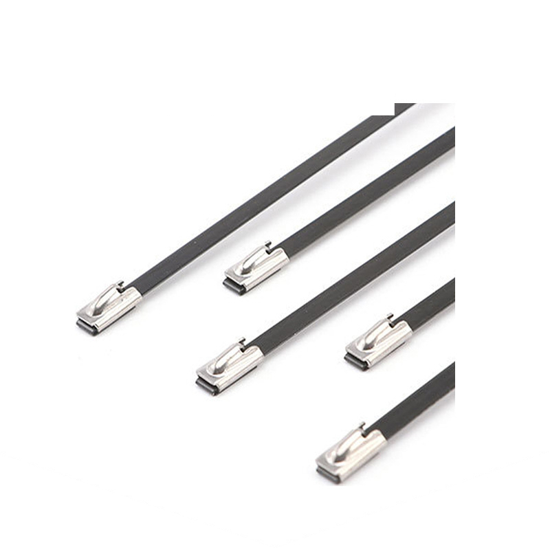 19mm ultra-wide plastic sprayed PVC stainless steel cable tie steel ball self-locking 304/316 metal cable tie binding