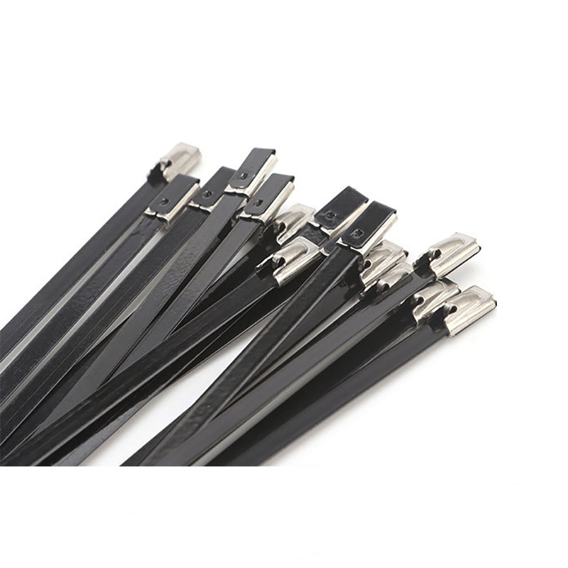 19mm ultra-wide plastic sprayed PVC stainless steel cable tie steel ball self-locking 304/316 metal cable tie binding