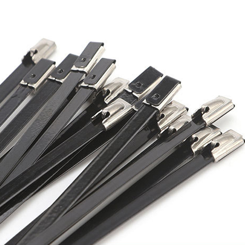 19mm ultra-wide plastic sprayed PVC stainless steel cable tie steel ball self-locking 304/316 metal cable tie binding